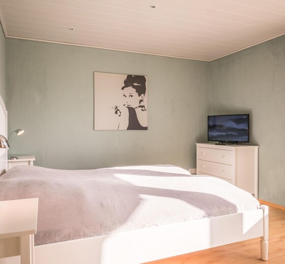 Schlafzimmer 1 mit TV-Haus Strandbrise, Whg. 1 - Ferienhaus / Ferienwohnung Büsum -  7