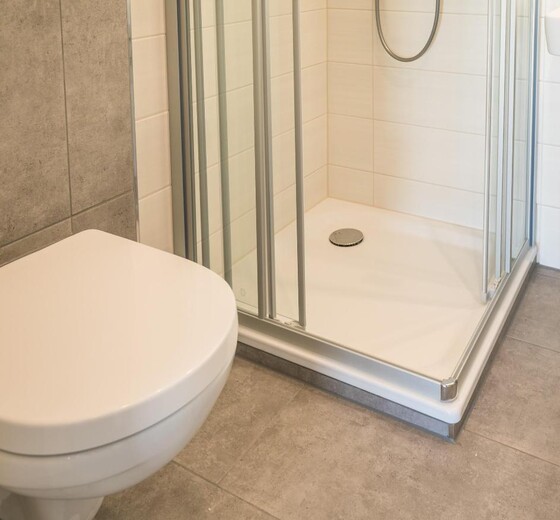 Badezimmer mit Toilette und Dusche-Haus Strandbrise, Whg. 6 - Ferienhaus / Ferienwohnung Büsum -  11