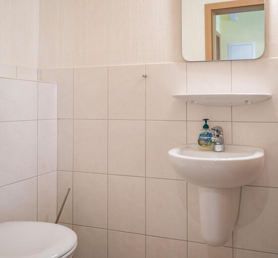 Badezimmer mit Toilette-Haus Strandbrise, Whg. 1 - Ferienhaus / Ferienwohnung Büsum -  12
