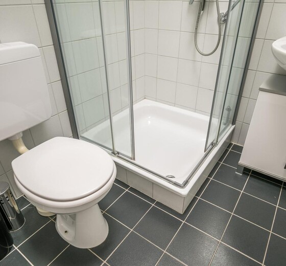 Badezimmer mit Toilette und Dusche-Moiken - Ferienhaus / Ferienwohnung Büsum -  13