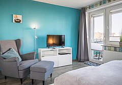 Wohnzimmer mit TV-Haus Strandbrise, Whg. 6- Ferienhaus / Ferienwohnung Büsum - 4