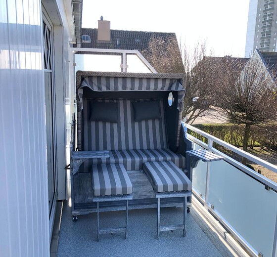 Balkon mit Strandkorb-Appartementhaus Meeresbucht Whg. 6 - Ferienhaus / Ferienwohnung Büsum -  15