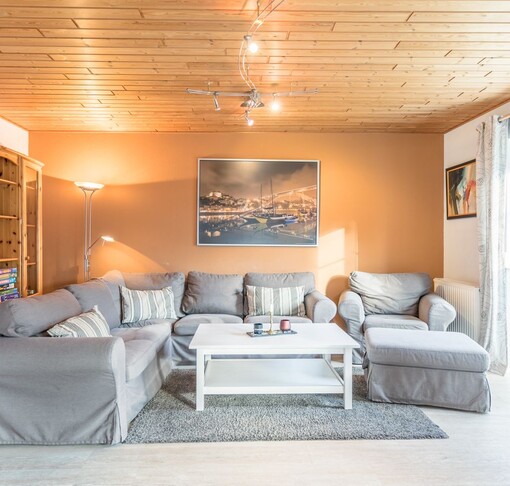Wohnzimmer mit TV und Sofa-Dania13 - Ferienhaus / Ferienwohnung Büsum - 2