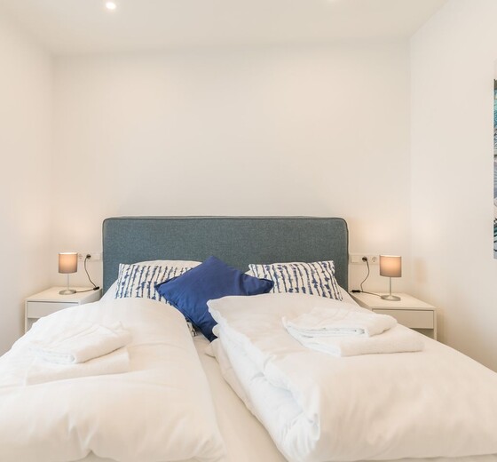 Schlafzimmer mit Bett-Germaniastr. 7, Whg. Hafenkoje - Ferienhaus / Ferienwohnung Büsum -  9